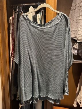 Cynthia Ashby Mesh Tunic Top Oversized Boxy Cut With Tank Greyish Purple Small